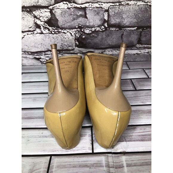 JIMMY CHOO London Yellow Patent Leather Kitten Pumps Heels Women’s Sz 35EU/5M US - Picture 7 of 16